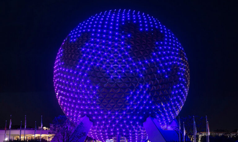 epcot ball with mickey mouse logos on it disney