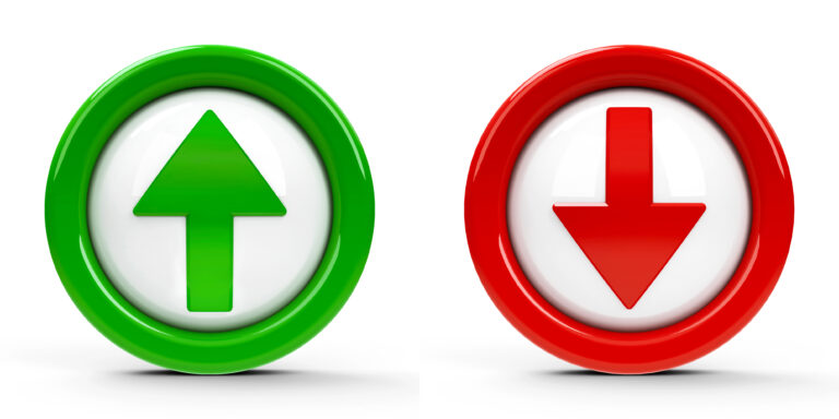 green up arrow button and red down arrow button