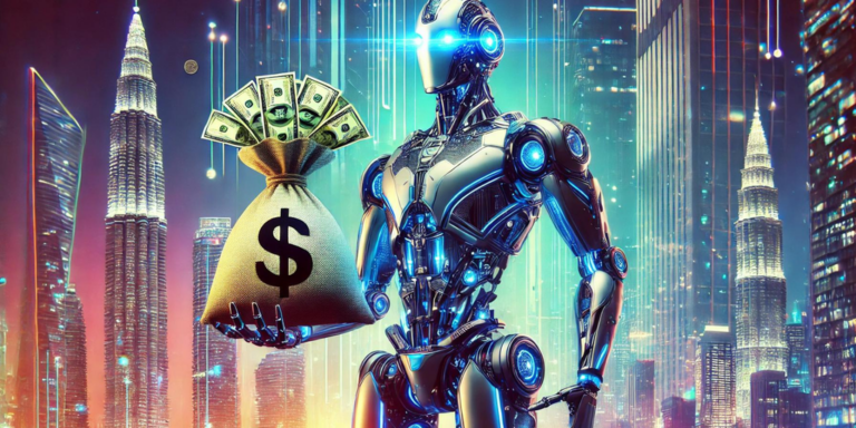 A robot holding a bag of money gID 7