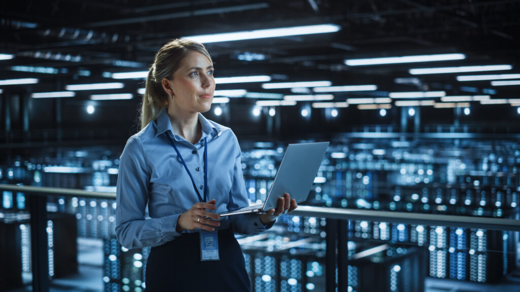 cloud computing technician in datacenter gettyimages 1336251059