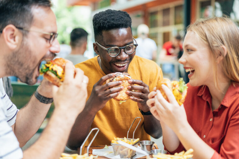 friends eating at restaurant food and beverage