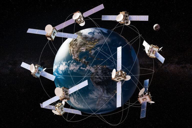 lots of satellites orbiting earth