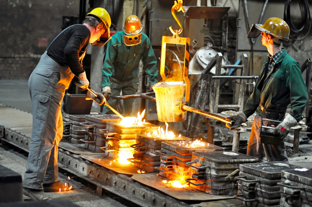 workers in a steel mill