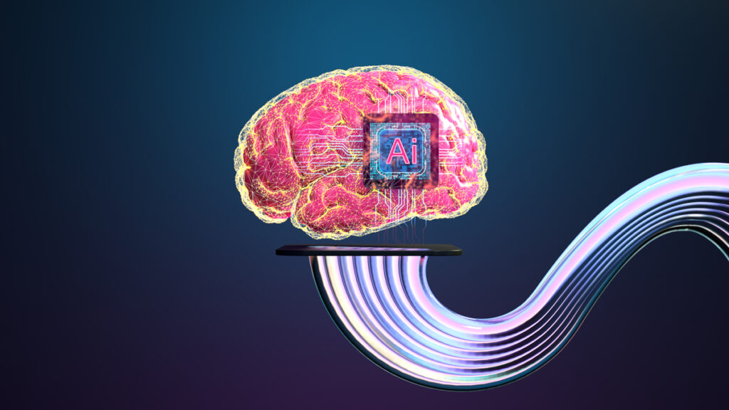 gettyimages brain with ai chip and wave