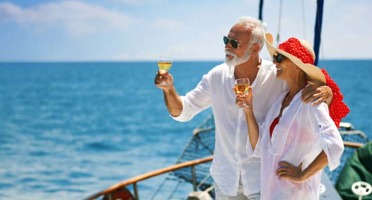 rich couple on a boat