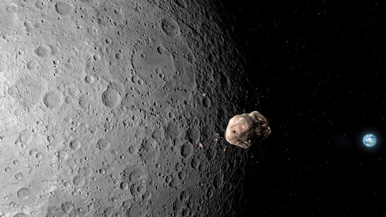 asteroid passing moon illustration