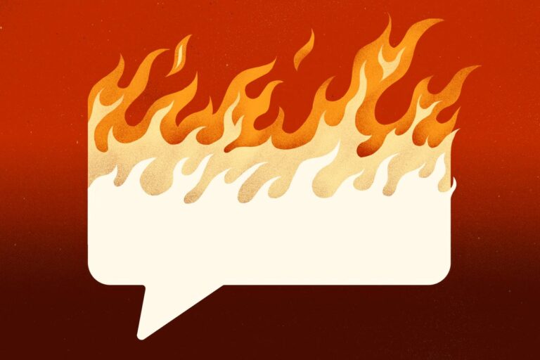 speech bubble on fire